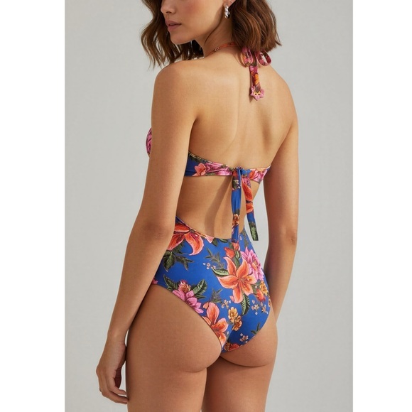 FARM RIO Summer Fruit One Piece Swim, Blue, Medium - Picture 3 of 11